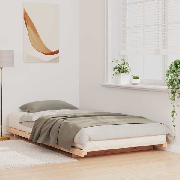 vidaXL Cadre de lit sur&eacute;lev&eacute; Marron 100 x 220 cm Bois massif en pin