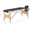 vidaXL Table de massage pliable 3 zones Bois Noir et beige