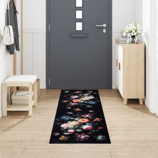 vidaXL Tapis de Cuisine Noir 300 x 60 cm Velours