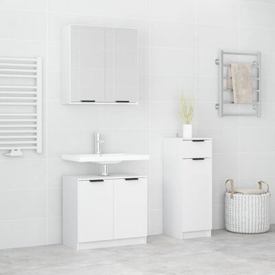 vidaXL Ensemble d'armoires salle de bain 3 pcs blanc bois d'ingénierie