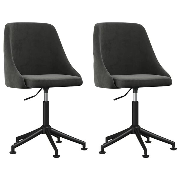 vidaXL Chaises &agrave; manger lot de 2 Gris fonc&eacute; Velours