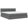 vidaXL Lit avec rangement et LED Gris fonc&eacute; 160 x 200 cm tissu
