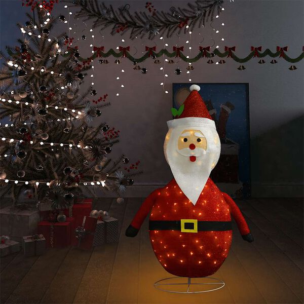 vidaXL D&eacute;coration de No&euml;l Figurine P&egrave;re No&euml;l LED Tissu de luxe 120 cm