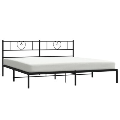 vidaXL Cadre de lit métal sans matelas avec tête de lit noir 193x203cm