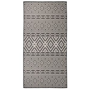 vidaXL Tapis &agrave; tissage plat d'ext&eacute;rieur 100x200 cm Rayures noires
