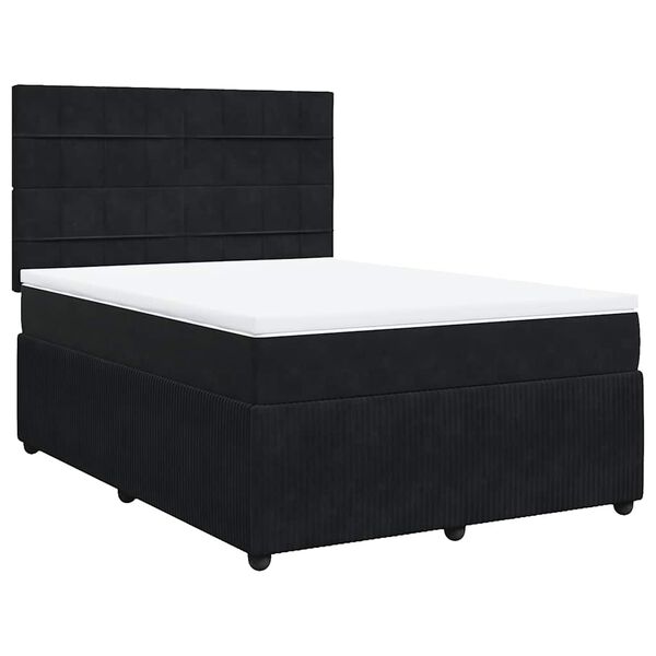 vidaXL Sommier &agrave; lattes de lit et matelas Noir 160x200 cm Velours