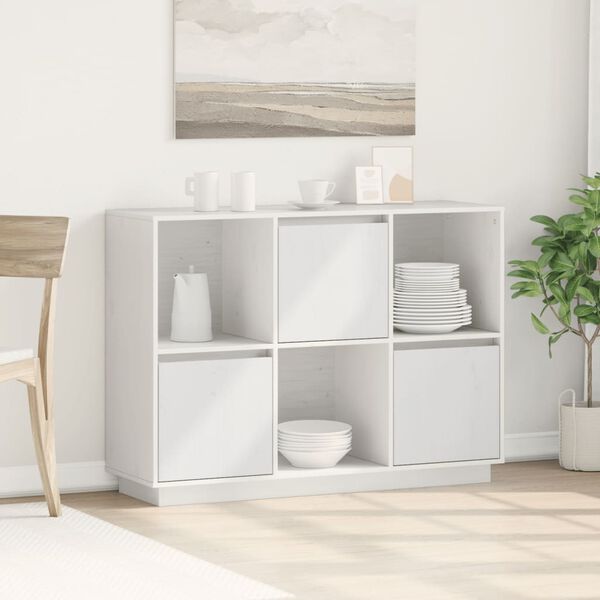 vidaXL Buffet Blanc 110,5x35x80 cm Bois massif de pin