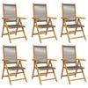 vidaXL Fauteuils pliants inclinables, 6 pi&egrave;ces, bois massif d'acacia gris