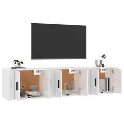 vidaXL Meubles TV muraux 3 pcs blanc brillant 57x34,5x40 cm