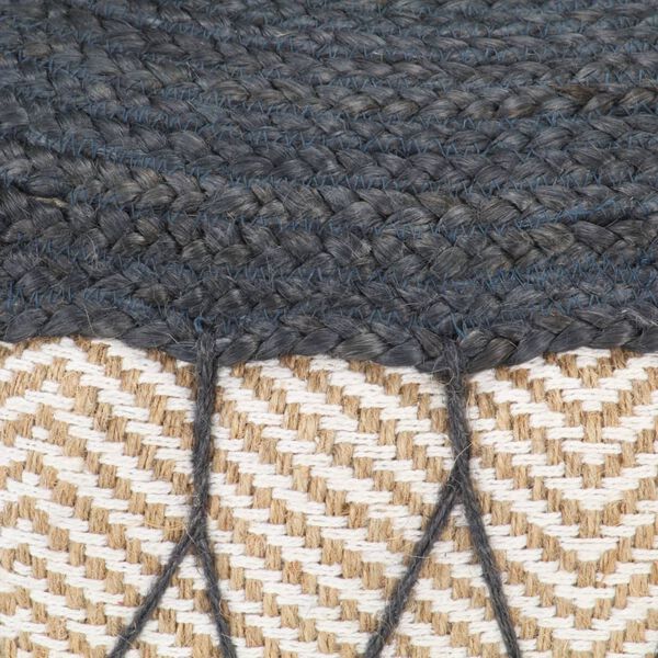 vidaXL Pouf tiss&eacute;/tricot&eacute; Jute Coton 50 x 30 cm Bleu