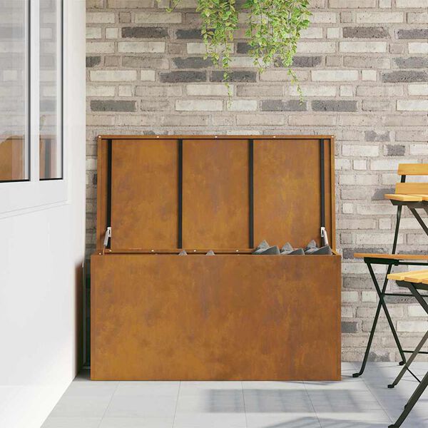 vidaXL Bo&icirc;te de Rangement Ext&eacute;rieure Rouill&eacute; 100 x 50,5 x 50 cm Acier