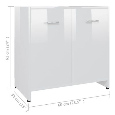vidaXL Armoire de salle de bain Blanc brillant 60x33x61 cm Aggloméré