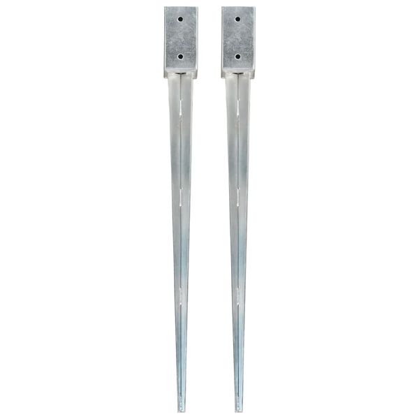 vidaXL Piquets au sol 2 pcs Argent&eacute; 7x7x90 cm Acier galvanis&eacute;