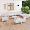 vidaXL Salon de jardin 13 pcs Bois de pin massif Blanc
