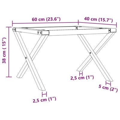 vidaXL Pieds de table basse cadre en X 60x40x38 cm fonte