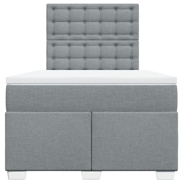 vidaXL Sommier &agrave; lattes de lit et matelas gris clair 120x190 cm tissu