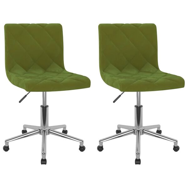 vidaXL Chaises pivotantes &agrave; manger lot de 2 vert clair velours