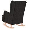 vidaXL Fauteuil avec pieds &agrave; bascule en bois d'h&eacute;v&eacute;a Noir Tissu
