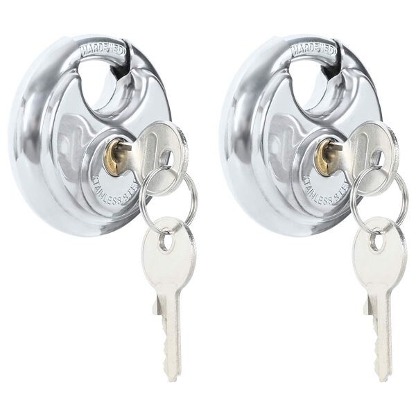 vidaXL Serrures Discus avec Cl&eacute;s 2 pcs Argent 6 x 2.3 x 6 cm