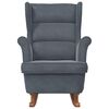 vidaXL Fauteuil &agrave; bascule &agrave; oreilles en velours gris fonc&eacute; bois massif