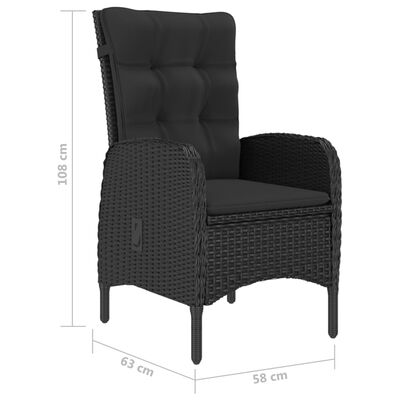 vidaXL Ensemble de salle à manger de jardin 9 pcs Noir