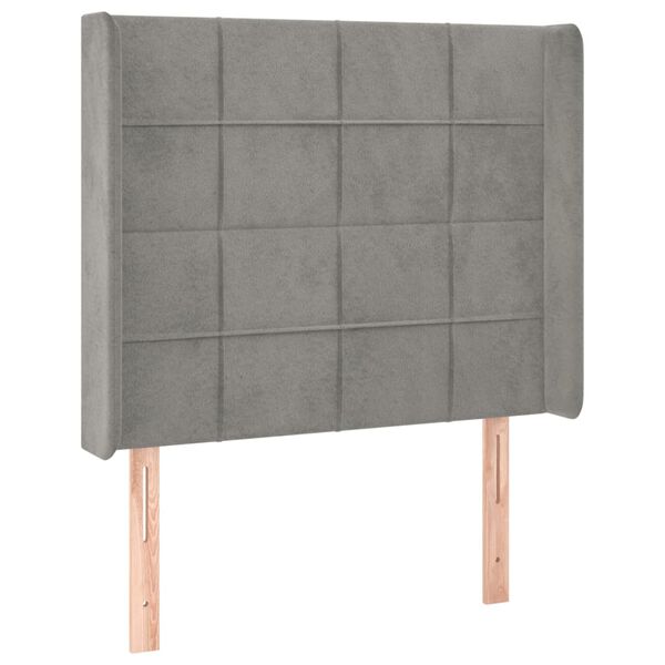 vidaXL T&ecirc;te de lit avec oreilles Gris clair 93x16x118/128 cm Velours