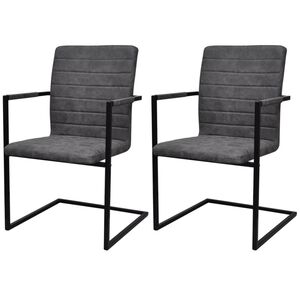 vidaXL Chaises à manger cantilever lot de 2 gris foncé similicuir