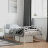 vidaXL Cadre de lit m&eacute;tal sans matelas avec pied de lit blanc 75x190cm