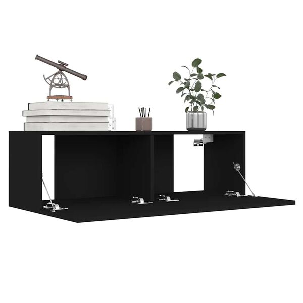 vidaXL Ensemble de meubles TV 4 pcs Noir Bois d'ing&eacute;nierie