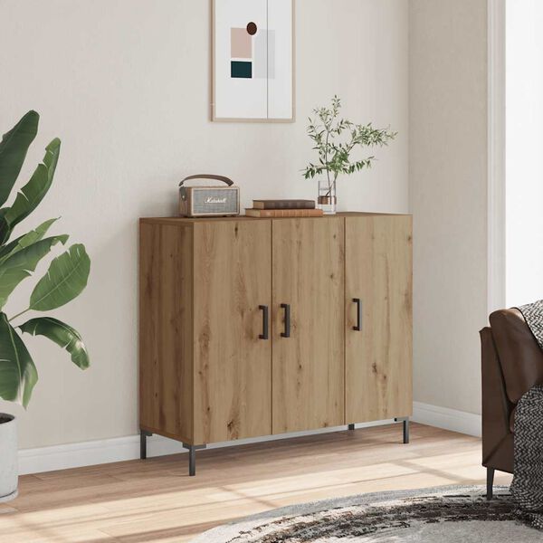 vidaXL Buffet ch&ecirc;ne artisanal 90x34x80 cm bois d'ing&eacute;nierie