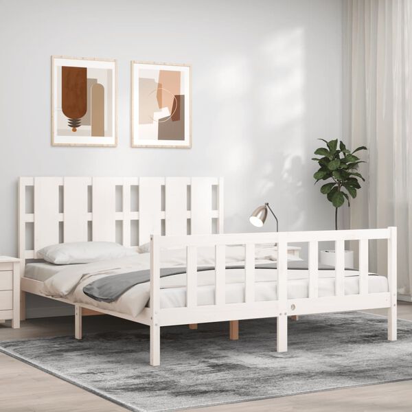 vidaXL Cadre de lit sans matelas blanc bois de pin massif