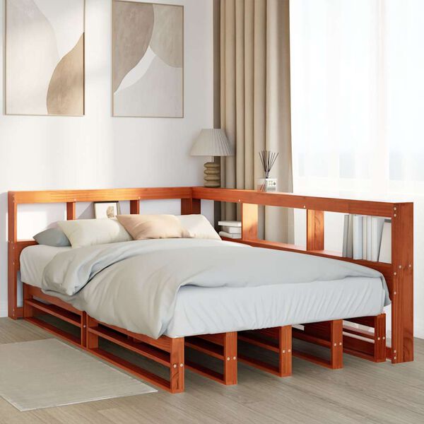 vidaXL Lit biblioth&egrave;que sans matelas cire marron 120x200 cm pin massif
