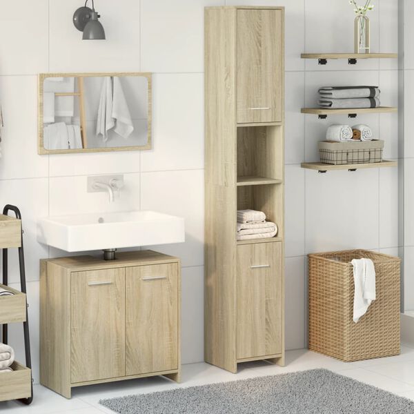 vidaXL Ensemble de meubles de salle de bain 3 pcs ch&ecirc;ne sonoma