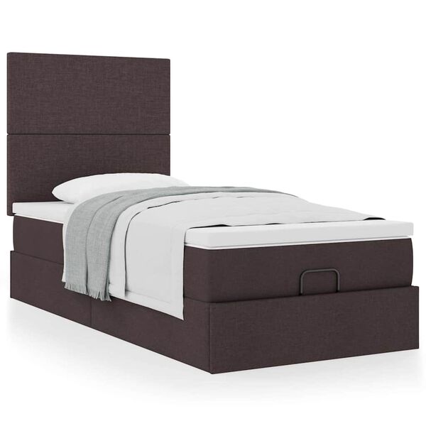 vidaXL Lit ottoman avec matelas marron fonc&eacute; 90x200 cm tissu