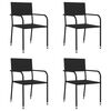 vidaXL Ensemble &agrave; manger de jardin 5 pcs noir r&eacute;sine tress&eacute;e et acier