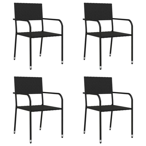 vidaXL Ensemble &agrave; manger de jardin 5 pcs noir r&eacute;sine tress&eacute;e et acier