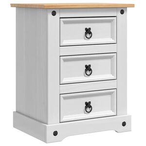 vidaXL Table de chevet Corona Blanc 53 x 39 x 66 cm Pin massif