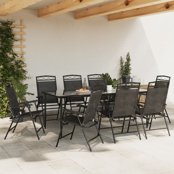 vidaXL Chaises de jardin pliables lot de 8 en acier et textil&egrave;ne
