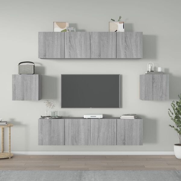 vidaXL Ensemble de meubles TV 6 pcs Sonoma gris Bois d'ing&eacute;nierie