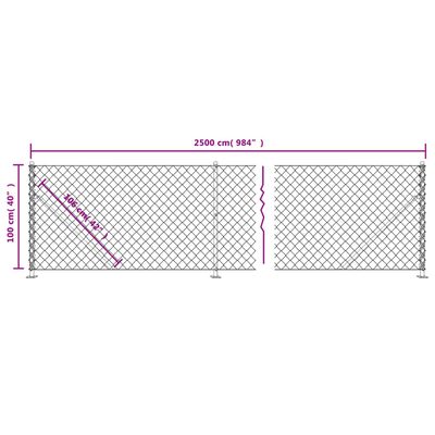 vidaXL Clôture à mailles losangées avec bride anthracite 1x25 m