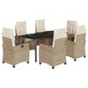vidaXL Ensemble &agrave; manger de jardin et coussins 7 pcs beige poly rotin