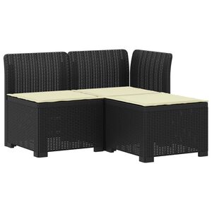 vidaXL Canap&eacute; de jardin 3 places avec coussins look rattan PP