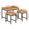 vidaXL Tables basses gigognes 3pcs bois de manguier massif brut et fer
