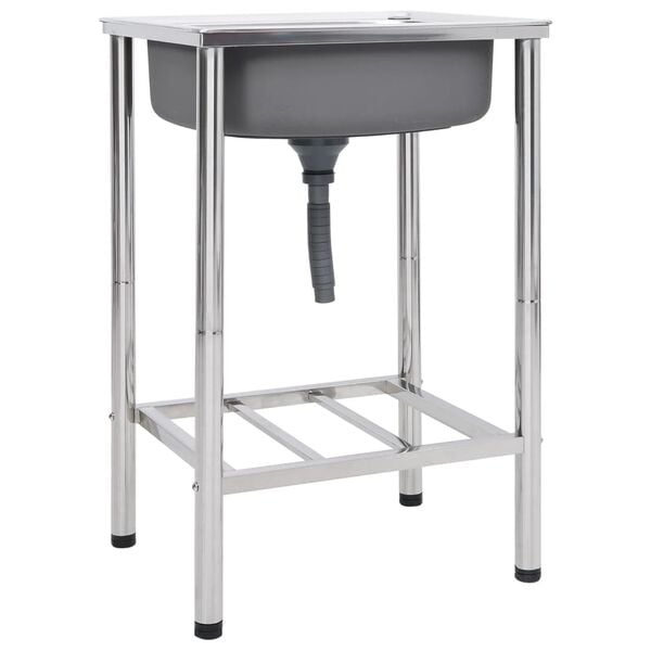 vidaXL &Eacute;vier de camping Seul lavabo Acier inoxydable
