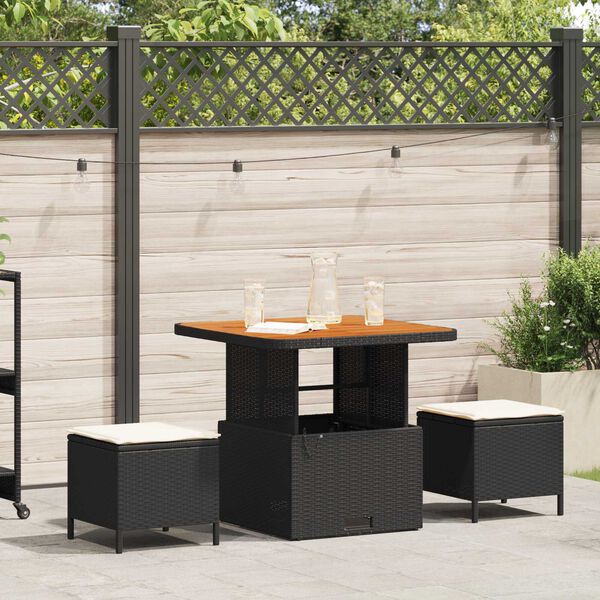 vidaXL Ensemble de salle à manger pour jardin Noir Poly rotin