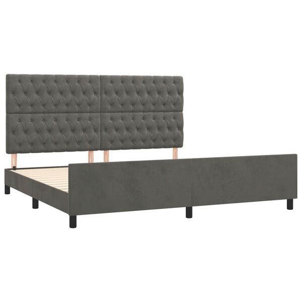 vidaXL Cadre de lit sans matelas gris fonc&eacute; 200x200 cm velours