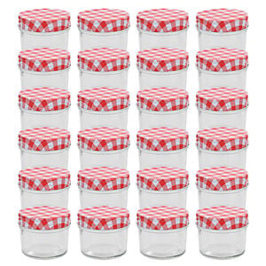vidaXL 24 pcs Pots &agrave; confiture Couvercles blanc et rouge Verre 110 ml