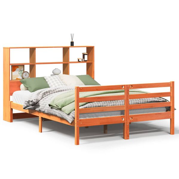 vidaXL Lit biblioth&egrave;que sans matelas cire marron 120x190cm bois massif