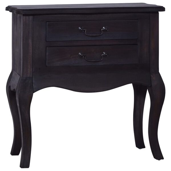 vidaXL Table d'appoint et tiroirs Noir 60x30x60cm Bois d'acajou massif