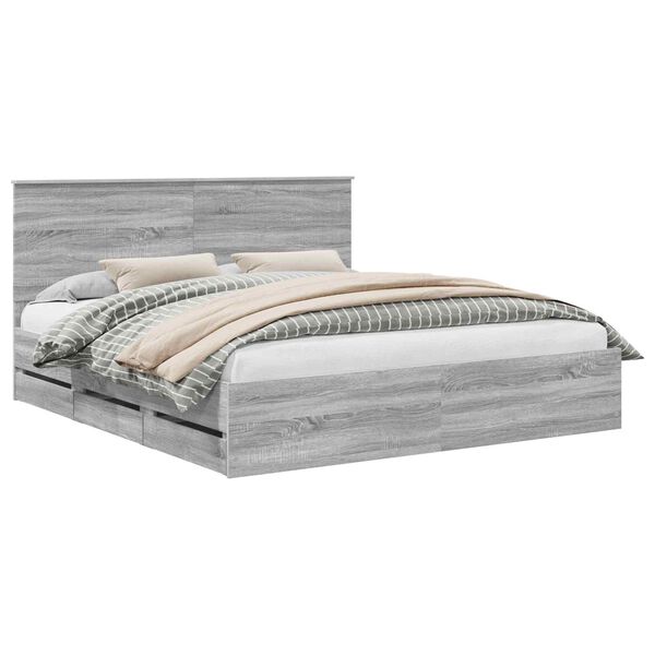 vidaXL Cadre de lit Gris Sonoma 180 x 200 cm Bois Ing&eacute;nierie